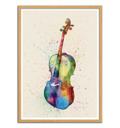 Art-Poster - Cello - Michael Tompsett - Cadre bois chêne