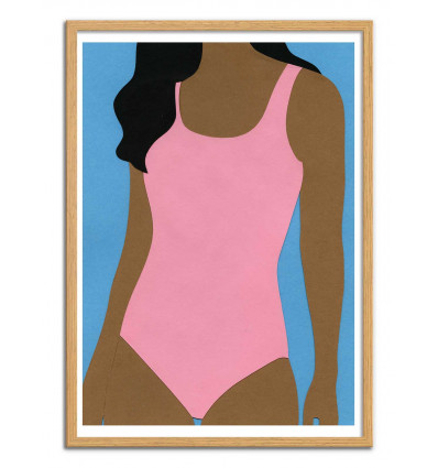 Art-Poster - Pink Swimsuit - Rosi Feist - Cadre bois chêne