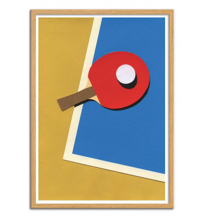 Art-Poster - Table Tennis Red - Rosi Feist - Cadre bois chêne