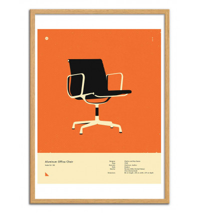 Art-Poster - Aluminium office chair - Jazzberry Blue - Cadre bois chêne