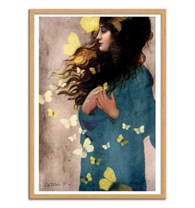 Art-Poster - Bye Bye Butterfly - Catrin Welz-Stein - Cadre bois chêne