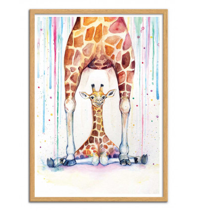 Art-Poster - Gorgeous giraffes - Marc Allante - Cadre bois chêne