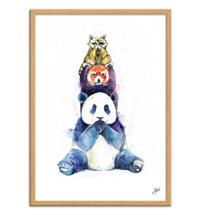 Art-Poster - Pandamonium - Marc Allante - Cadre bois chêne