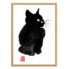 Art-Poster - Fluffy cat - Pechane Sumie - Cadre bois chêne