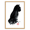 Art-Poster - Petit chat - Pechane Sumie - Cadre bois chêne