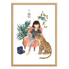 Art-Poster - Jaguar and girl - Ploypisut - Cadre bois chêne