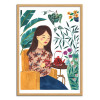 Art-Poster - Tea time lady - Ploypisut - Cadre bois chêne