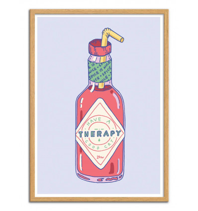 Art-Poster - Hot sauce Therapy - Laura O'Connor - Cadre bois chêne