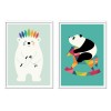 2 Art-Posters 30 x 40 cm - Bébés pandas et ours blanc - Andy Westface