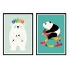 2 Art-Posters 30 x 40 cm - Bébés pandas et ours blanc - Andy Westface