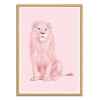 Art-Poster - Pink Lion - Paul Fuentes - Cadre bois chêne