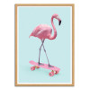 Art-Poster - Skate Flamingo - Paul Fuentes - Cadre bois chêne