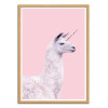 Art-Poster - Unicorn Lama - Paul Fuentes - Cadre bois chêne
