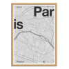 Art-Poster - Paris Minimalist map - Florent Bodart - Cadre bois chêne