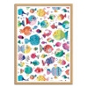 Art-Poster - Cute Puffer Fishes Watercolor Multi - Ninola - Cadre bois chêne