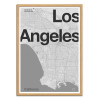 Art-Poster - Los Angeles Minimalist map - Florent Bodart - Cadre bois chêne