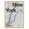 Art-Poster - New-York Minimalist map - Florent Bodart - Cadre bois chêne