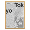 Art-Poster - Tokyo Minimalist map - Florent Bodart - Cadre bois chêne