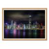 Art-Poster - Hong Kong Skyline - Tom Wang - Cadre bois chêne