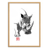 Art-Poster - Rhino - Pechane Sumie - Cadre bois chêne