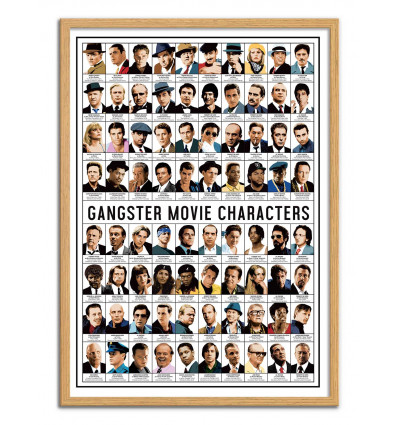 Art-Poster - Gangster Movie characters - Olivier Bourdereau - Cadre bois chêne
