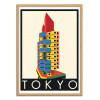 Art-Poster - Tokyo Capsule Tower - Rosi Feist - Cadre bois chêne