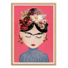 Art-Poster - Frida Pink Version - Treechild - Cadre bois chêne