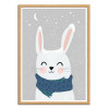 Art-Poster - Schneehase rabbit - Cadre bois chêne