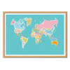 Art-Poster - Mapa del mundo - Judy Kaufmann - Cadre bois chêne