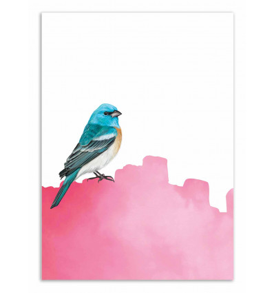 Art-Poster - Bird pink - Seven trees