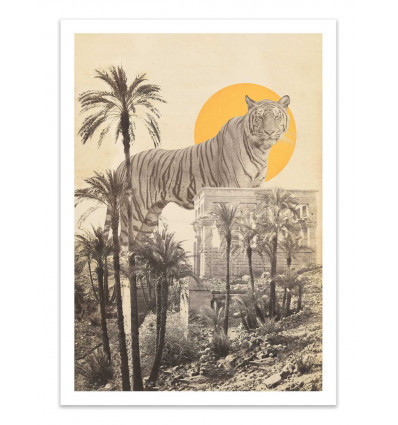 Art-Poster - Giant tiger in ruins and palms - Florent Bodart