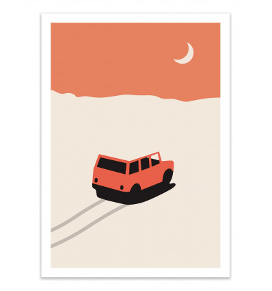 Art-Poster - Red car in desert - Florent Bodart