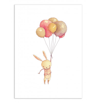 Art-Poster - Flying bunny - Mike Koubou