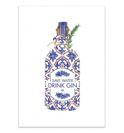 Art-Poster - Save water, Drink Gin - Mercedes Lopez Charro