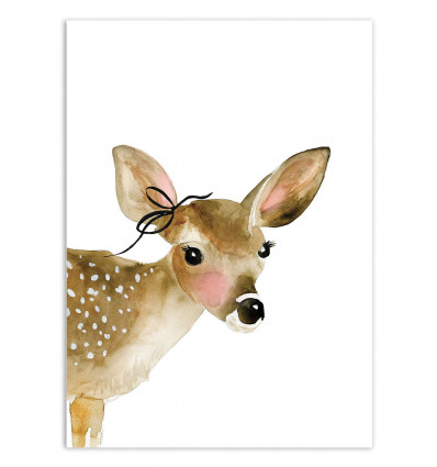 Art-Poster - Fawn with bow - Mercedes Lopez Charro