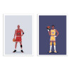 2 Art-Posters 30 x 40 cm - Duo Michael Jordan and Magic Johnson - Elad Shagrir