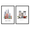 2 Art-Posters 30 x 40 cm - Duo Paris and New-York - Maja Tomljanic