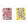 2 Art-Posters 30 x 40 cm - London and New-York Maps - Fox and Velvet