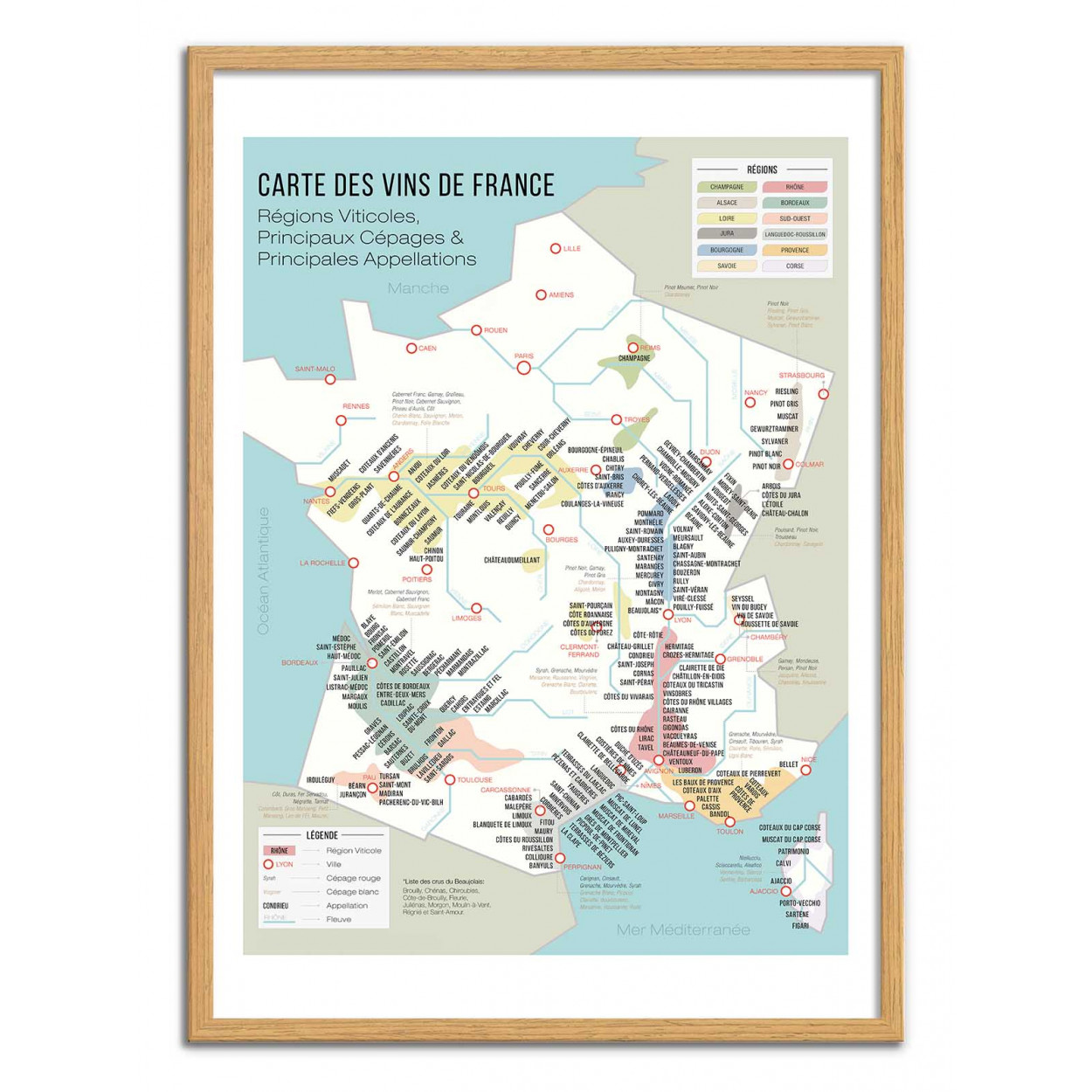 Poster Carte des vins de France