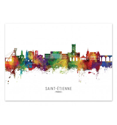 Art-Poster - Saint-Etienne France Skyline - Michael Tompsett