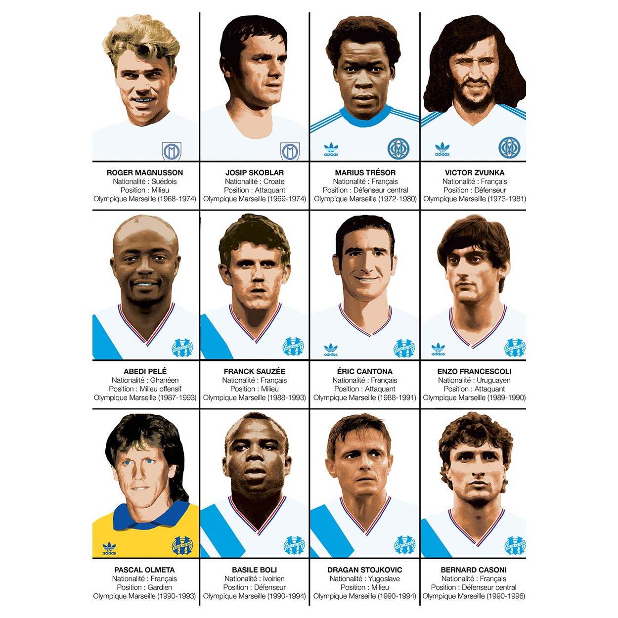 Art-Poster Football - Legends of Olympique de Marseille, by Olivier Bourdereau