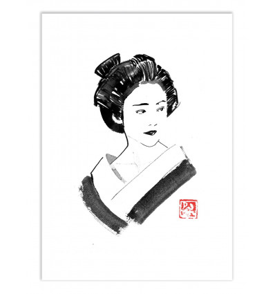 Art-Poster - Watching Geisha - Pechane Sumie