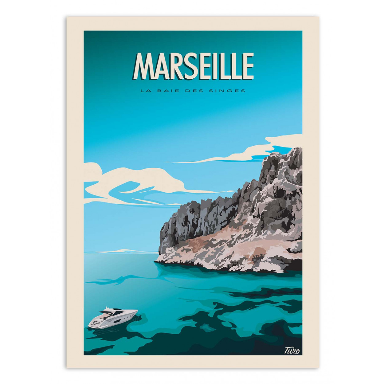 Affiche d'art illustration de voyage - Marseille - Turo Memories Studio