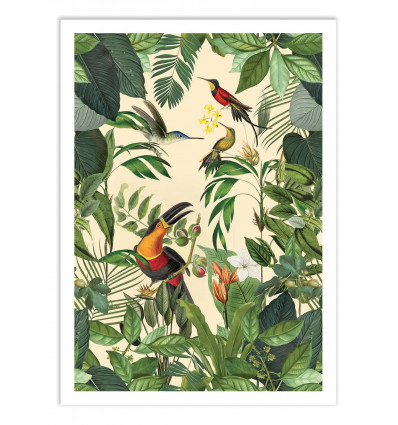 Art-Poster - Tropical Jungle Toucan Vertical Version - Andrea Haase