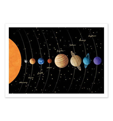 Art-Poster - Solar System Horizontal - Cats and Dotz by The Artcicle