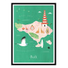 Art-Poster - Bali Map Travel Poster - Henry Rivers