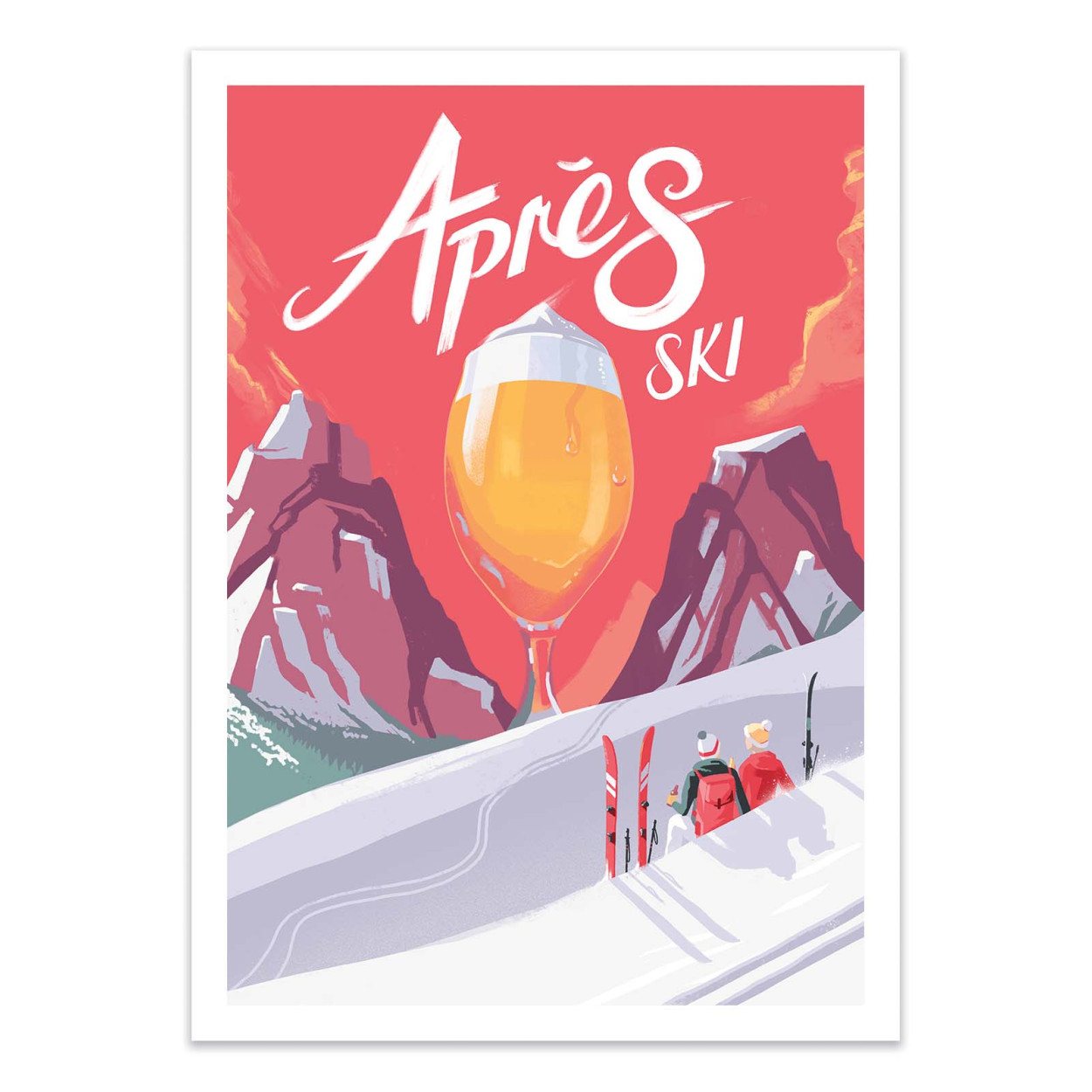 Affiche D Art Skieur En Montagne Apre S Ski Mark Harrison
