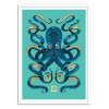 Art-Poster - Octopus Blue and gold - Mark Harrison