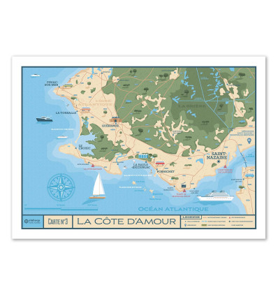 Art-Poster - Carte Cote d'amour - Olahoop Travel Posters