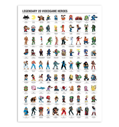 Art-Poster - Legendary 2D Videogame heroes - Olivier Bourdereau